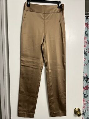 Marciano Sleek Satin-Look Tan Tapered Pants